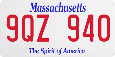 MA license plate 9QZ940