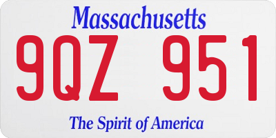 MA license plate 9QZ951