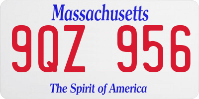 MA license plate 9QZ956