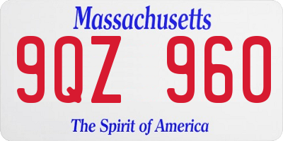 MA license plate 9QZ960