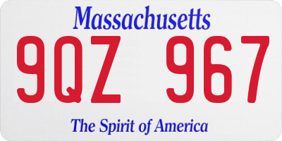 MA license plate 9QZ967