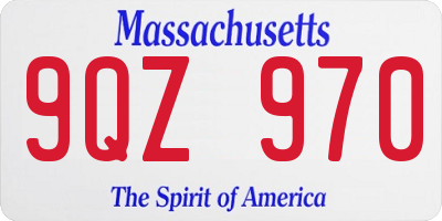 MA license plate 9QZ970