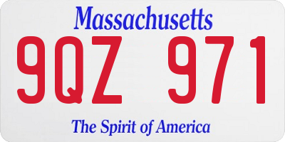 MA license plate 9QZ971