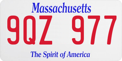 MA license plate 9QZ977