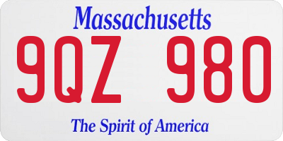 MA license plate 9QZ980