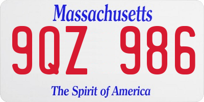 MA license plate 9QZ986