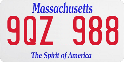 MA license plate 9QZ988
