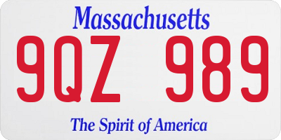 MA license plate 9QZ989
