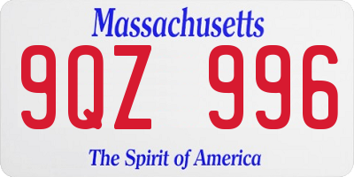 MA license plate 9QZ996
