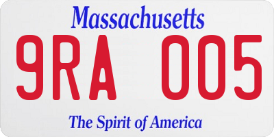 MA license plate 9RA005