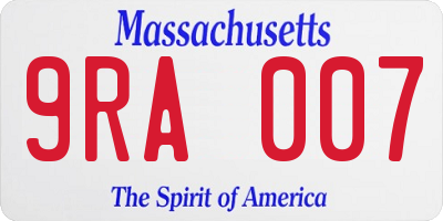 MA license plate 9RA007