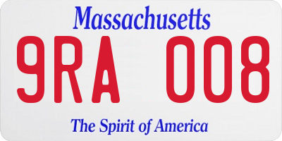 MA license plate 9RA008