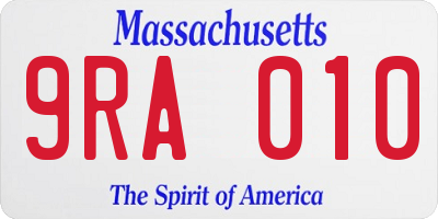 MA license plate 9RA010