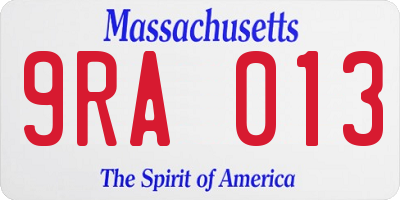 MA license plate 9RA013