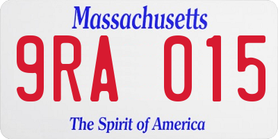 MA license plate 9RA015