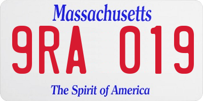 MA license plate 9RA019