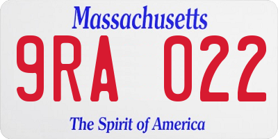 MA license plate 9RA022