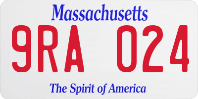 MA license plate 9RA024