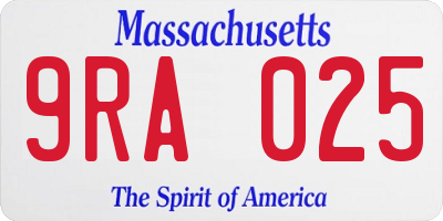 MA license plate 9RA025