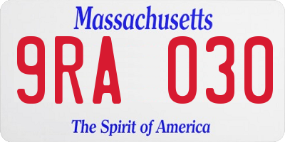 MA license plate 9RA030