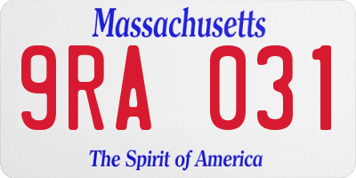MA license plate 9RA031