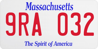 MA license plate 9RA032