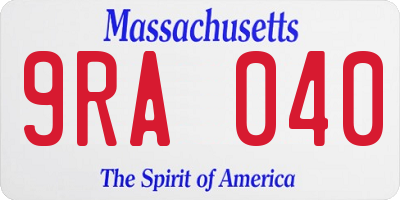 MA license plate 9RA040