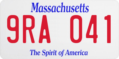MA license plate 9RA041
