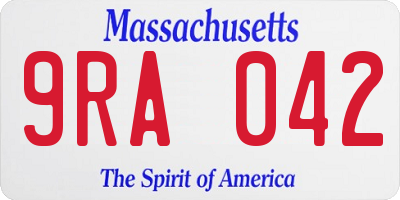 MA license plate 9RA042