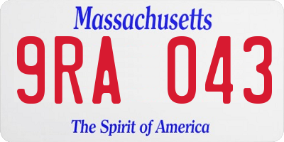 MA license plate 9RA043