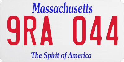 MA license plate 9RA044
