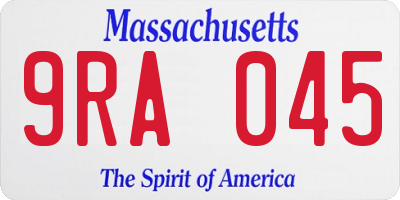 MA license plate 9RA045