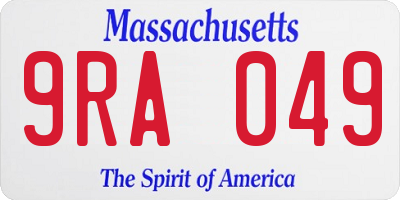 MA license plate 9RA049