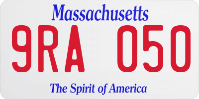 MA license plate 9RA050