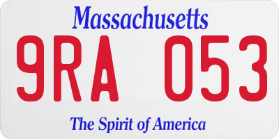 MA license plate 9RA053