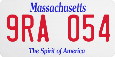 MA license plate 9RA054