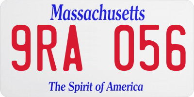 MA license plate 9RA056