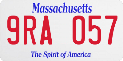MA license plate 9RA057