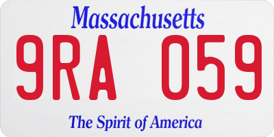 MA license plate 9RA059
