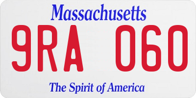 MA license plate 9RA060