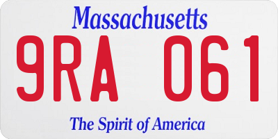 MA license plate 9RA061