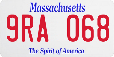 MA license plate 9RA068