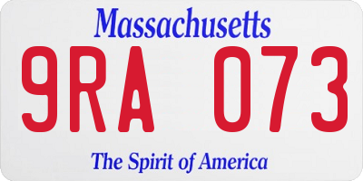 MA license plate 9RA073