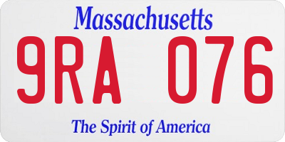 MA license plate 9RA076