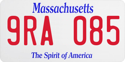 MA license plate 9RA085