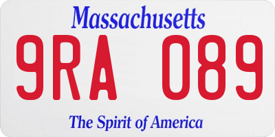 MA license plate 9RA089