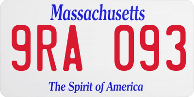 MA license plate 9RA093