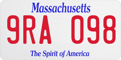 MA license plate 9RA098