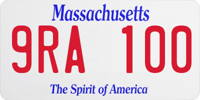 MA license plate 9RA100
