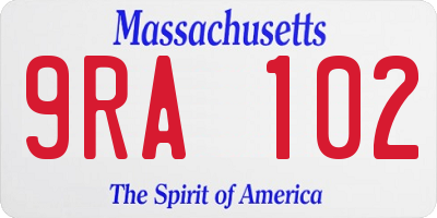 MA license plate 9RA102